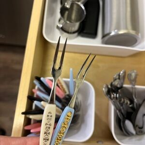 Decorative Fork Set with Floral Handles